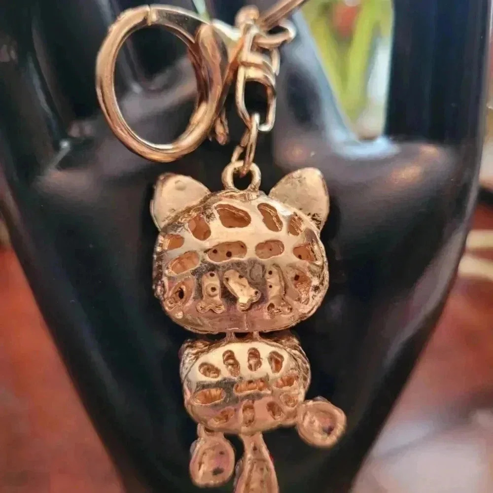 Red, Black, or Blue Crystal Cat Keychain. Your Choice - Picture 6 of 12
